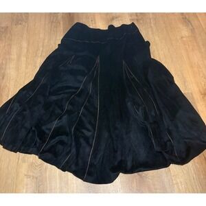 TRIBAL BLACK & BROWN POLY SUEDED LONG BOHO FLARED GORE MAXI PEASANT SKIRT 14